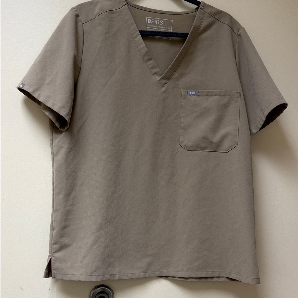 FIGS V-Neck Scrub Top in Taupe